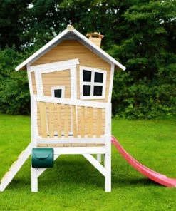 Axi Mobilier De Jardin Enfant Maisonnette En Bois écologique Avec Toboggan Rouge -Commodes enfant Soldes 2022 maisonnette en bois ecologique avec toboggan rouge 1