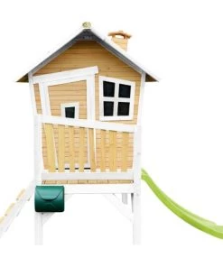 Axi Mobilier De Jardin Enfant Maisonnette En Bois écologique Avec Toboggan Vert Citron