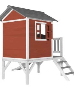 Axi Mobilier De Jardin Enfant Maisonnette Rouge Sur Pilotis Avec Toboggan Blanc -Commodes enfant Soldes 2022 maisonnette rouge sur pilotis avec toboggan blanc 1