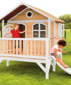 Axi Mobilier De Jardin Enfant Maisonnette Sur Pilotis En Bois Brun/blanc Avec Toboggan Blanc -Commodes enfant Soldes 2022 maisonnette sur pilotis en bois brun blanc avec toboggan blanc 2