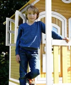 Axi Mobilier De Jardin Enfant Maisonnette Sur Pilotis En Bois Brun/blanc Avec Toboggan Blanc -Commodes enfant Soldes 2022 maisonnette sur pilotis en bois brun blanc avec toboggan blanc 4