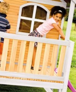 Axi Mobilier De Jardin Enfant Maisonnette Sur Pilotis En Bois Brun/blanc Avec Toboggan Violet -Commodes enfant Soldes 2022 maisonnette sur pilotis en bois brun blanc avec toboggan violet 6