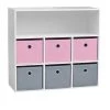 Wadiga Commodes Enfant Meuble De Rangement Chambre Enfant Blanche Avec 6 Paniers Rose Et Gris -Commodes enfant Soldes 2022 meuble de rangement chambre enfant blanche avec 6 paniers rose et gris