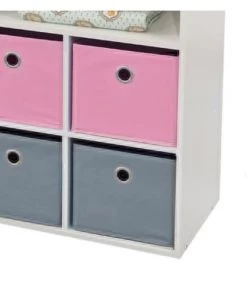 Wadiga Commodes Enfant Meuble De Rangement Chambre Enfant Blanche Avec 6 Paniers Rose Et Gris -Commodes enfant Soldes 2022 meuble de rangement chambre enfant blanche avec 6 paniers rose et gris 2