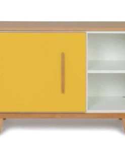 Wookids Commodes Enfant Petit Meuble 1 Porte Jaune Soleil