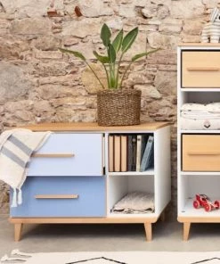 Wookids Commodes Enfant Petit Meuble 2 Tiroirs Bleu Ciel -Commodes enfant Soldes 2022 petit meuble 2 tiroirs bleu ciel 3