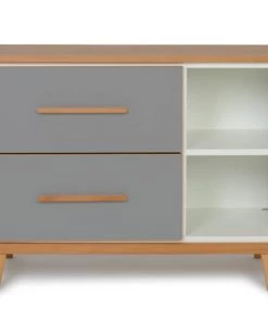 Wookids Commodes Enfant Petit Meuble 2 Tiroirs Gris Ardoise