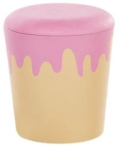 Beliani Fauteuils Et Poufs Enfant Pouf Pour Enfant Avec Rangement Beige Et Rose