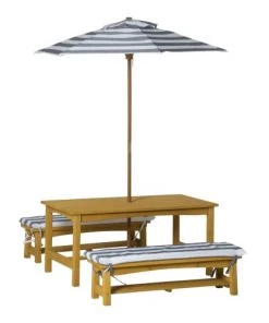 Outsunny Mobilier De Jardin Enfant Salon De Jardin Enfant 4 Pièces Style Pique-nique Sapin Lasuré Miel