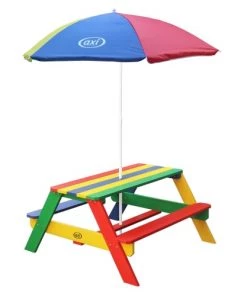 Axi Mobilier De Jardin Enfant Table De Pique-nique Avec Parasol Arc-en-ciel -Commodes enfant Soldes 2022 table de pique nique avec parasol arc en ciel 4