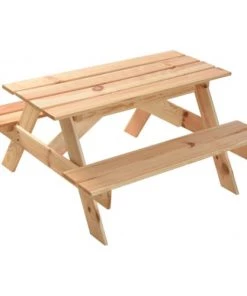 Wadiga Mobilier De Jardin Enfant Table De Pique-nique Et Jeu En Bois Pour Enfant 90x85x46cm