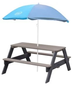 Axi Mobilier De Jardin Enfant Table De Pique-nique Gris Anthracite Gris Avec Parasol