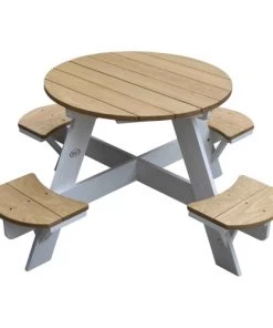 Axi Mobilier De Jardin Enfant Table De Pique-nique Ronde En Bois Brun/blanc