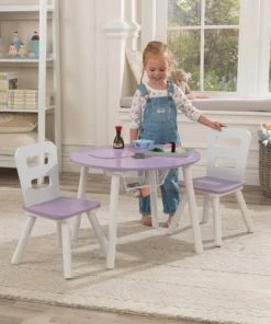 KidKraft Tables Et Chaises Enfant Table Enfant Ronde Et 2 Chaises En Bois Coloris Violet -Commodes enfant Soldes 2022 table enfant ronde et 2 chaises en bois coloris violet 3