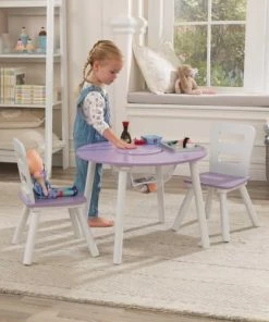 KidKraft Tables Et Chaises Enfant Table Enfant Ronde Et 2 Chaises En Bois Coloris Violet -Commodes enfant Soldes 2022 table enfant ronde et 2 chaises en bois coloris violet 4