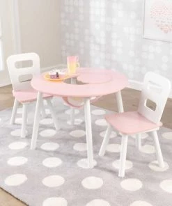 KidKraft Tables Et Chaises Enfant Table Enfant Ronde Rose + 2 Chaises -Commodes enfant Soldes 2022 table enfant ronde rose 2 chaises 2
