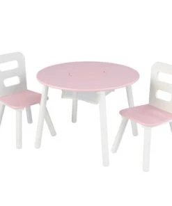 KidKraft Tables Et Chaises Enfant Table Enfant Ronde Rose + 2 Chaises