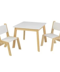KidKraft Tables Et Chaises Enfant Table Et Chaises Modernes Blanches Et Bois Naturel Pour Enfant
