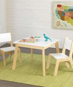 KidKraft Tables Et Chaises Enfant Table Et Chaises Modernes Blanches Et Bois Naturel Pour Enfant -Commodes enfant Soldes 2022 table et chaises modernes blanches et bois naturel pour enfant 4