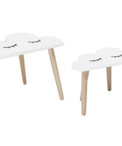 Bloomingville Tables Et Chaises Enfant Tables Nuages En Bois L45/55cm - Lot De 2 -Commodes enfant Soldes 2022 tables nuages en bois l45 55cm lot de 2 4