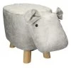 WOMO-DESIGN Fauteuils Et Poufs Enfant Tabouret Animal Hippo Blanc/gris, 65x31x37 Cm, Similicuir