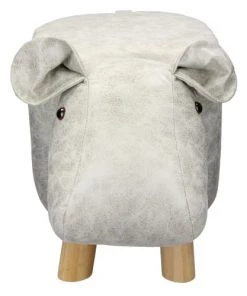 WOMO-DESIGN Fauteuils Et Poufs Enfant Tabouret Animal Hippo Blanc/gris, 65x31x37 Cm, Similicuir -Commodes enfant Soldes 2022 tabouret animal hippo blanc gris 65x31x37 cm similicuir 3