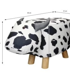 WOMO-DESIGN Fauteuils Et Poufs Enfant Tabouret Animal Vachette Blanc/noir, 64x31x37 Cm, Similicuir -Commodes enfant Soldes 2022 tabouret animal vachette blanc noir 64x31x37 cm similicuir 2
