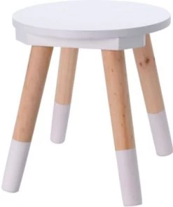 Wadiga Fauteuils Et Poufs Enfant Tabouret Enfant Blanc Et Bois - 24x24x26cm