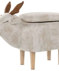 Beliani Fauteuils Et Poufs Enfant Tabouret Enfant En Tissu Beige