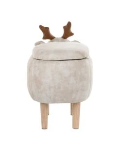 Beliani Fauteuils Et Poufs Enfant Tabouret Enfant En Tissu Beige -Commodes enfant Soldes 2022 tabouret enfant en tissu beige 4