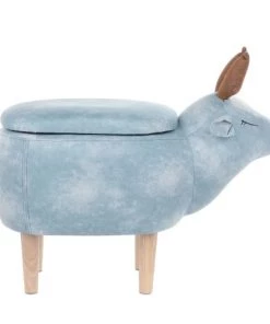 Beliani Fauteuils Et Poufs Enfant Tabouret Enfant En Tissu Bleu Clair -Commodes enfant Soldes 2022 tabouret enfant en tissu bleu clair 2