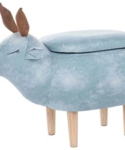 Beliani Fauteuils Et Poufs Enfant Tabouret Enfant En Tissu Bleu Clair