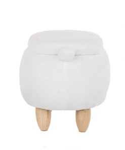 Beliani Fauteuils Et Poufs Enfant Tabouret Enfant En Tissu Peluche Blanc -Commodes enfant Soldes 2022 tabouret enfant en tissu peluche blanc 2