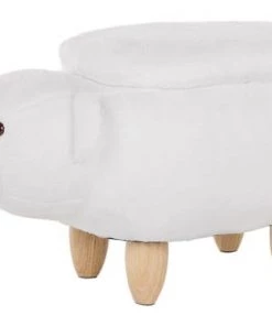 Beliani Fauteuils Et Poufs Enfant Tabouret Enfant En Tissu Peluche Blanc