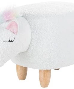 Beliani Fauteuils Et Poufs Enfant Tabouret Enfant En Tissu Peluche Blanc