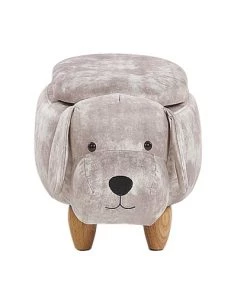 Beliani Fauteuils Et Poufs Enfant Tabouret Enfant En Velours Beige -Commodes enfant Soldes 2022 tabouret enfant en velours beige 2