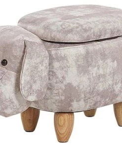 Beliani Fauteuils Et Poufs Enfant Tabouret Enfant En Velours Beige