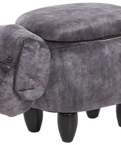 Beliani Fauteuils Et Poufs Enfant Tabouret Enfant En Velours Gris Foncé