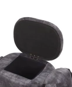 Beliani Fauteuils Et Poufs Enfant Tabouret Enfant En Velours Gris Foncé -Commodes enfant Soldes 2022 tabouret enfant en velours gris fonce 5