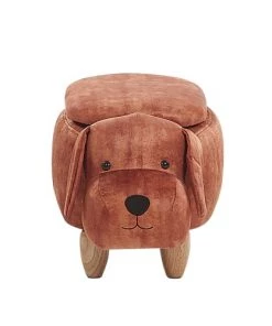 Beliani Fauteuils Et Poufs Enfant Tabouret Enfant En Velours Marron -Commodes enfant Soldes 2022 tabouret enfant en velours marron 2