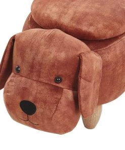 Beliani Fauteuils Et Poufs Enfant Tabouret Enfant En Velours Marron -Commodes enfant Soldes 2022 tabouret enfant en velours marron 4