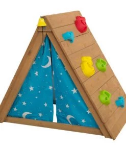 KidKraft Mobilier De Jardin Enfant Tipi D'extérieur En Bois Avec Mur D'escalade