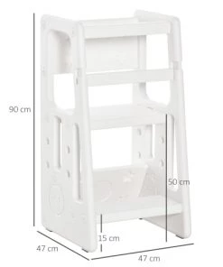 Homcom Fauteuils Et Poufs Enfant Tour D'apprentissage Pour Enfants Hauteur Réglable Sur 3 Niveaux Blanc -Commodes enfant Soldes 2022 tour d apprentissage pour enfants hauteur reglable sur 3 niveaux blanc 2